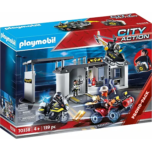 PLAYMOBIL City Action Grosse Mitnehm-SEK-Zentrale mit Lichteffekten 70338