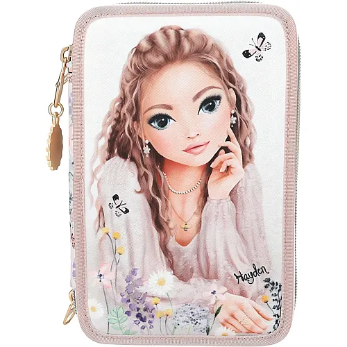Gef�llte 3-Fach Federtasche in Rosa
