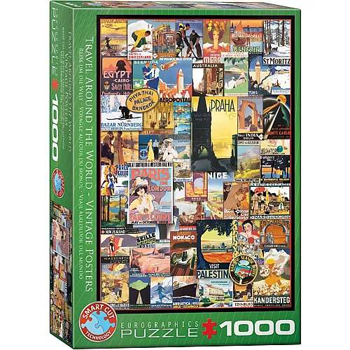 Eurographics Puzzle Travel around the World - Vintage Posters (1000Teile)