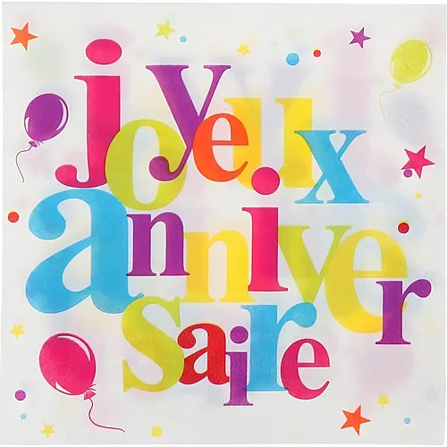 Servietten Joyeux Anniversaire - 20 Teile