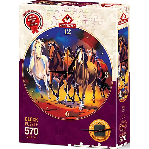 Art Puzzle Puzzle-Uhr - Pferde (570Teile)