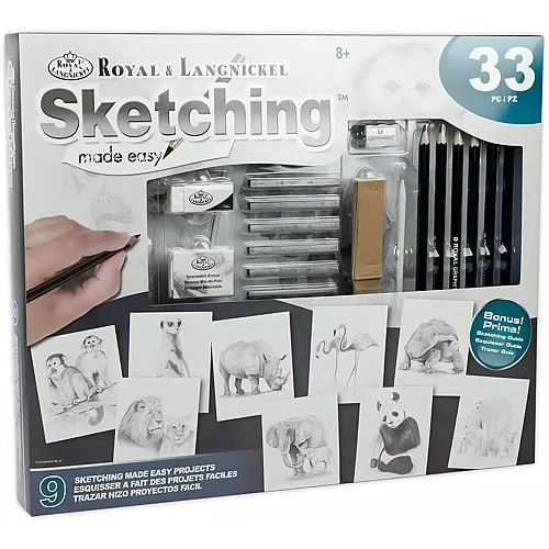 Royal & Langnickel R&l Coffret Dessin/esquisse 9 Projets Animaux Exotiques 33pc