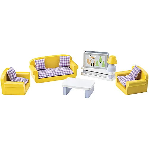 Tidlo Puppenhausm�bel aus Holz, Wohnzimmer, 9-teilig.