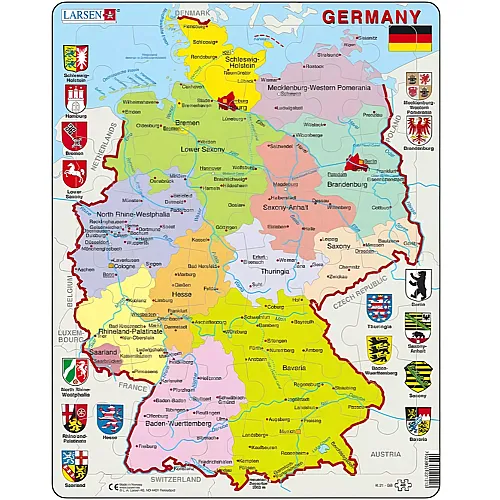 Larsen Puzzle Political map of Germany (English) - 48 Teile