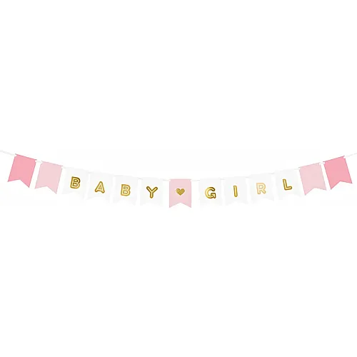 PartyDeco Banner Baby Girl, rosa 15 x 175cm