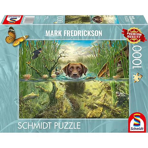 Brauner Labrador im k�hlen Nass - 1000 Teile