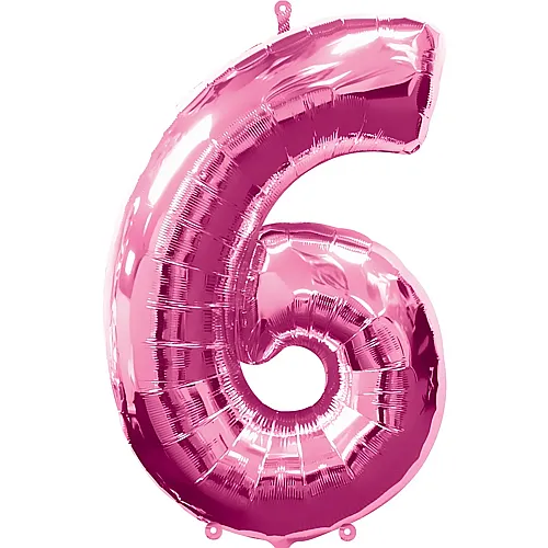 Amscan Zahlen Pink Folienballon Nummer 6 Pink (86cm)