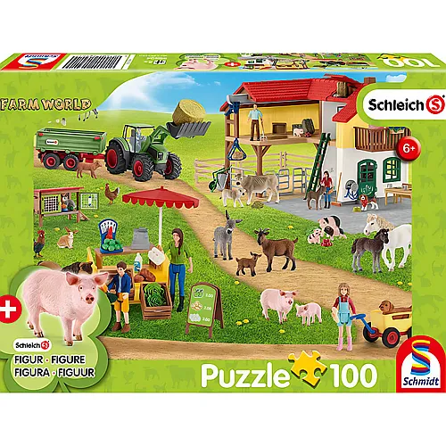 Schmidt Puzzle Bauernhof und Hofladen inkl. Schleich-Figur (100Teile)