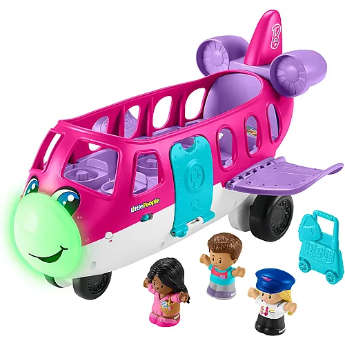 Fisher-Price Little People Barbie Little Dream Plane Flugzeug mit Licht, T�nen und faltbaren Leitern, Barbie und Ken Figuren und