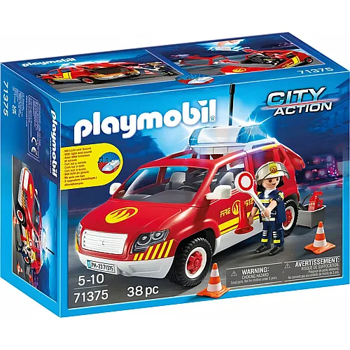 Feuerwehrfahrzeug mit Figur und Blinklicht 71375