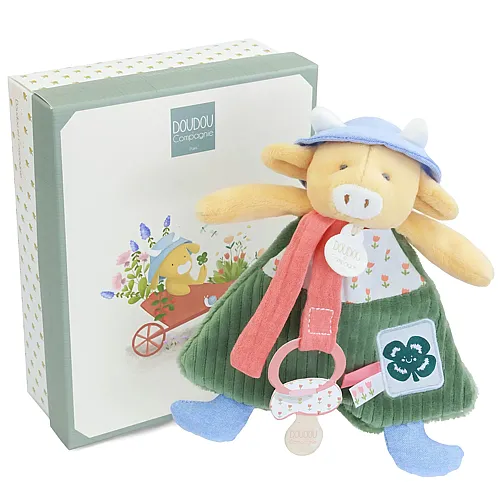 Doudou et Compagnie Kuh Aneth Schmusetuch mit Schnullerhalter - 19 cm