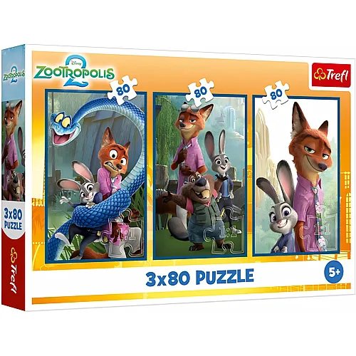 Trefl Puzzle Haustier-Ermittler - Disney Zootopia 2 - 80 Teile