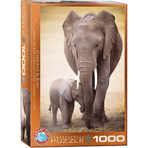 Elefantenmutter mit Jungtier 1000Teile