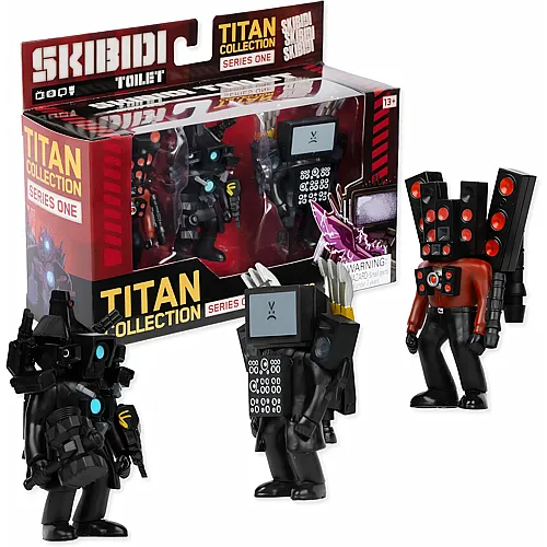 Bonkers Skibidi Toilet Titan 3er Pack - brandneue Sammlerst�cke, offiziell Lizenziertes Toilettenartikel, schwarz