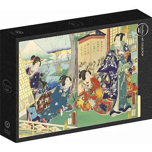 Grafika Puzzle Art Collection Utagawa Kunichika Prinz Genji zu Besuch in einer Residenz mit Blick auf den Berg Fuji (1000Teile)