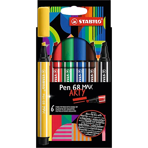 Stabilo Arty Premium-Filzstift mit dicker Keilspitze Pen 68 Max - 6 Teile