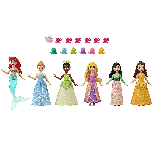 Mattel Small Dolls Disney Princess 6er-Pack Prinzessinnen Teeparty