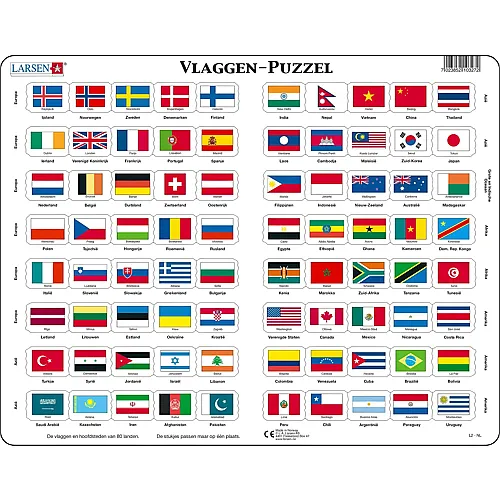 Larsen Puzzle Flaggen der Welt, 80 Stk.