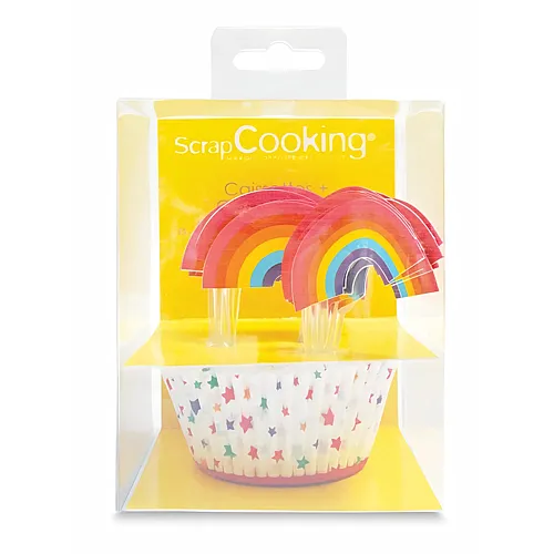 ScrapCooking 24 Muffinf�rmchen & 24 Toppers Regenbogen - 48 Teile