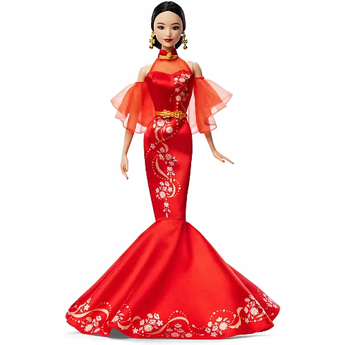 Signature Lunar New Year Barbie-Puppe im Qipao-Kleid mit Pflaumenbl�ten-Aufdruck
