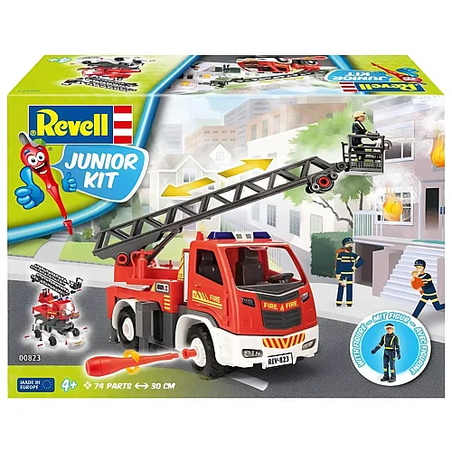 Revell Junior Kit Feuerwehr mit Drehleiter und Figur (74Teile)