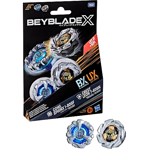 Beyblade Cowl Sphinx 1-80GF BX & Crest Leon 7-60GN UX Dual Pack Set