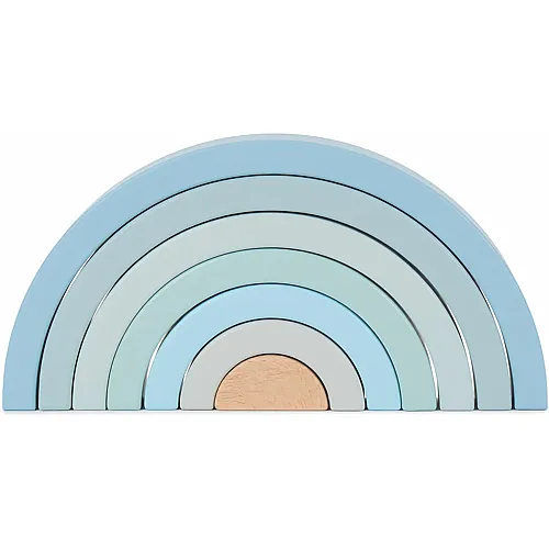 Bieco Holz Baby Blau - Steckspiel Regenbogen - Motorikspielzeug