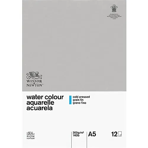Winsor & Newton W&n Aquarellblock Klassisch Geleimt, 12 Blatt, 300g/m�, A5