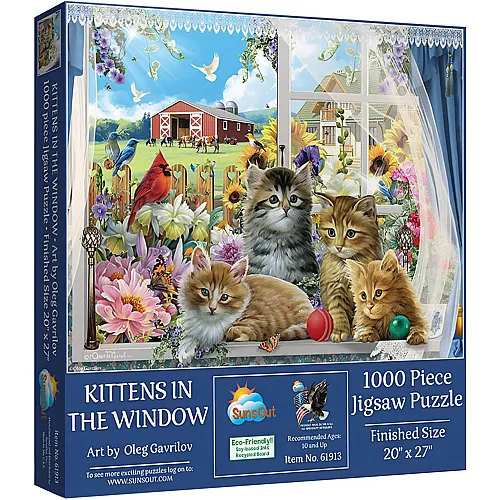 SunsOut Puzzle K�tzchen im Fenster - 1000 Teile