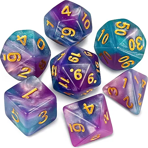 D&D Polyedrisches W�rfel Set MTG RPG Lake Blue Mix Glitter - 7 Teile