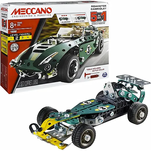 Meccano 5in1 Retro-Friktions-Cabriolet - 225 Teile