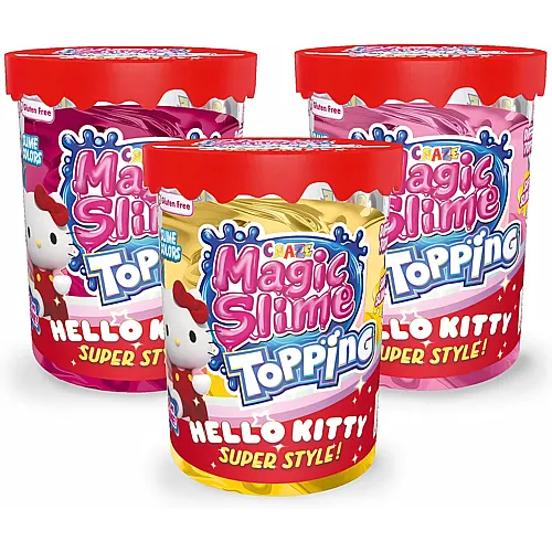 CRAZE Magic Slime Topping Hello Kitty - 3er Set Schleim Kinder Magic Kitty, in 3X 70 ml Dose mit Glitter & verschiedenen