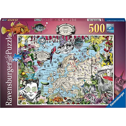 Ravensburger Puzzle Europakarte witziger Zirkus - 500 Teile
