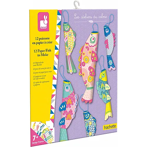 Janod Die Werkst�tten der Ruhe - Papierfische zum Erstellen - 12 Fische - Kreativset f�r Kinder - F�rderung der