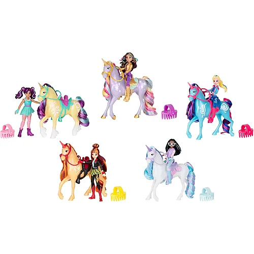 Spin Master Unicorn Academy Reiterin und Einhorn Set - ca. 12 cm, zur beliebten Netflix-Serie, mit 2 Accessoires und B�rste f�r kreatives Rollenspiel, f�r Kinder ab 4 Jahren, sortierter Artikel ohne Vorauswahl