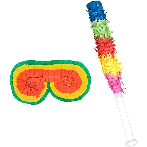 Set Pinata Augenbinde und Schlagstock 43cm