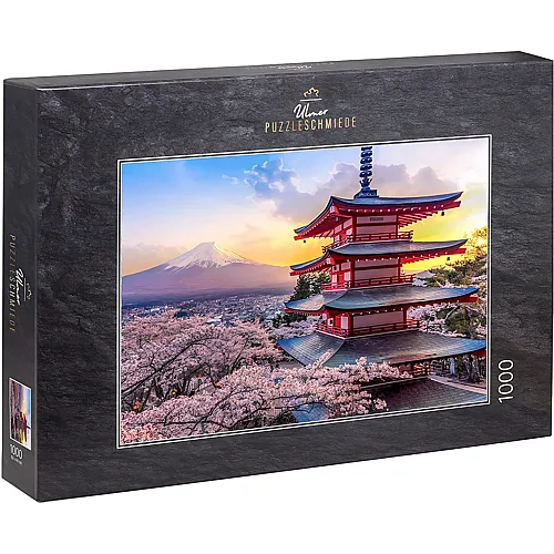 Ulmer Puzzleschmiede Chureito-Pagode bei Fujiyoshida mit Blick �ber Kirschbl�ten auf Mount Fuji - 1000 Teile