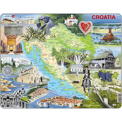 Larsen Puzzle Frame Puzzle - Croatia (65Teile)