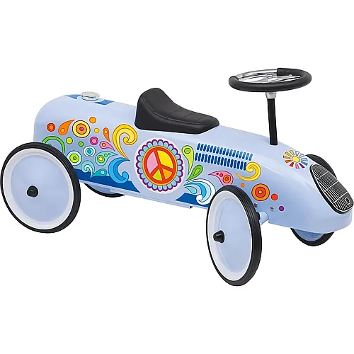 Goki Rutscherfahrzeug Retro Flower-Power Blau