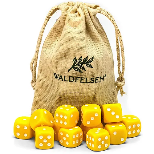 Waldfelsen Hochqualitative W�rfel Standardgr�sse 16mm Gelb - 12 Teile
