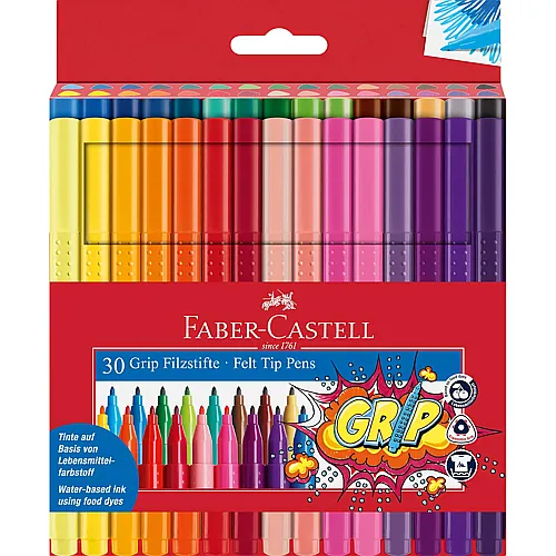 Faber-Castell Filzstift Grip Colour Marker (30Teile)