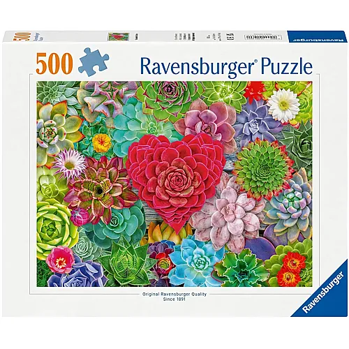 Ravensburger Succulent Love 500-teiliges Puzzle, visuell beruhigendes Design, luftreinigende Pflanze, FSC-zertifizierte Materialien