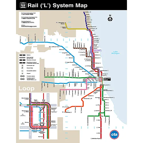 New York Puzzle Company Chicago Transit Map Mini (100Teile)