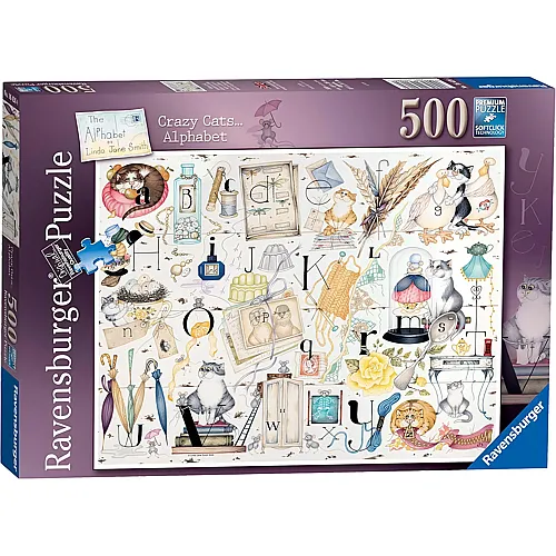 Ravensburger Crazy Cats Alphabet Puzzle 500 Teile f�r Erwachsene und Kinder ab 10 Jahren