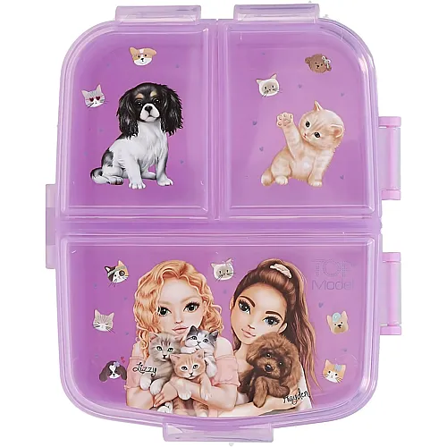 Kitty and Doggy - Brotdose in Lila mit 4 F�chern