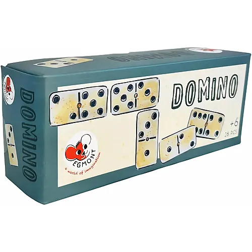 Domino set with 28 white tiles