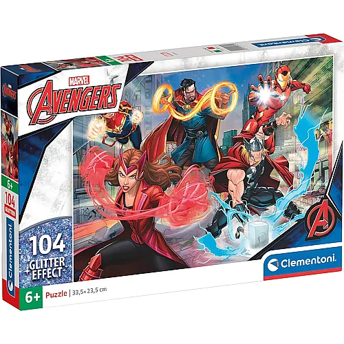 Clementoni Puzzle Supercolor Glitter The Avengers mit Glitzer-Effekt (104Teile)