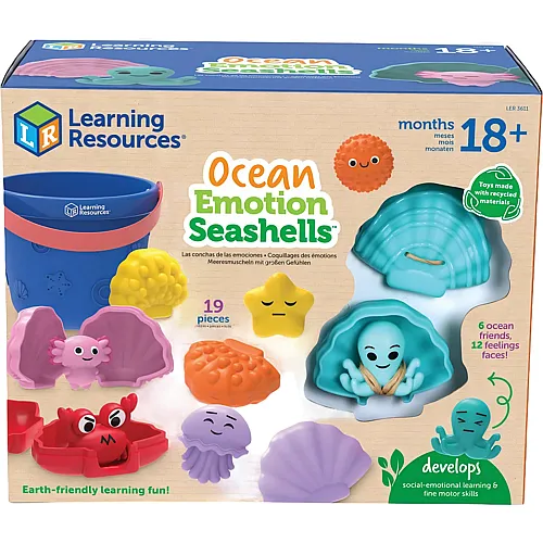 Learning Resources Emotionale Ozean-Muscheln, Sensorik-Spielzeug ab 18 Monaten, SEL Lernhilfe