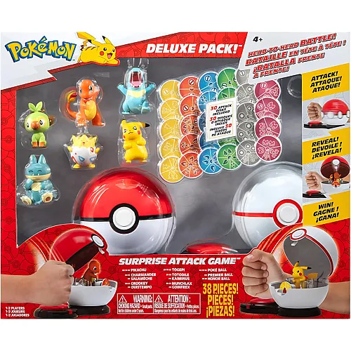 Jazwares Pok�mon PKW2982 - Surprise Attack Multipack - Spielset mit 6 Figuren, Zwei Pok�balle und 30 Angriffsscheiben, offizielles Spielset