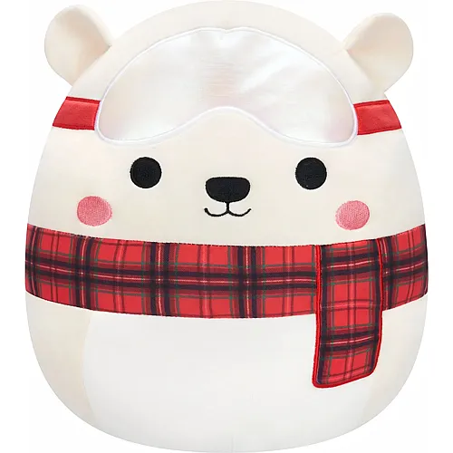 Squishmallows Pl�sch Eisb�r Brooke mit Karoschal und Brille - 30 cm